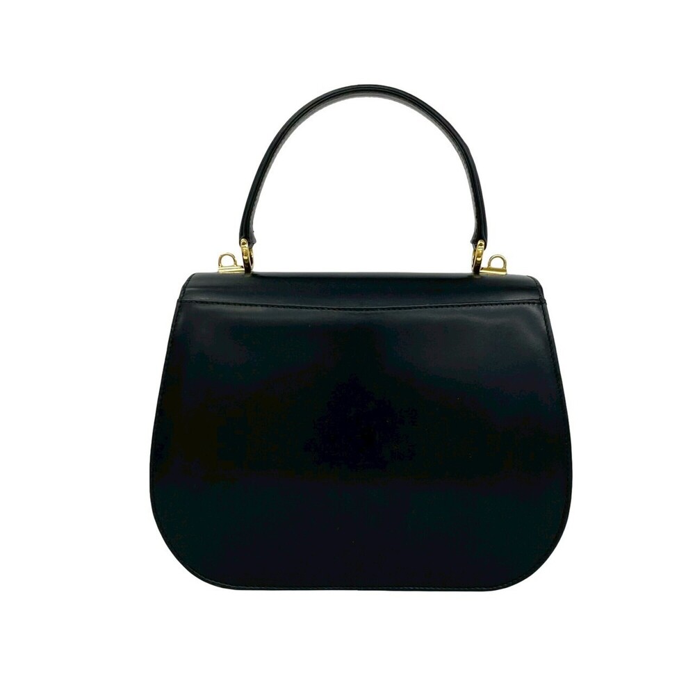 GUCCI Vintage Black Leather Horseshoe Shoulder Bag - Picture 3 of 10